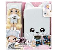 Na Na Na Surprise Mini Backpack Serie 2 - Khloe Kitty - Bambola Fashion e Zaino in Peluche White Kitty - Adatto per Età 4+