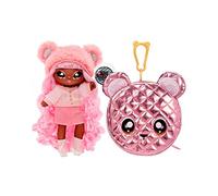 Na! Na! Na! Surprise- Na Na Na Surprise Moda 2 in 1 e Borsa Metallizzata Serie Glam-da Collezione-Bambola con Capelli Borsetta Rosa a Forma d'orsetto-Cali Grizzly, Colore, 575351C3