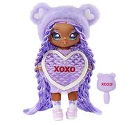 Na Na Na Surprise Serie Sweetest Heart - EVA EVERMORE - Bambola di peluche viola con capelli viola, vestito a forma di cuore e spazzola - Da collezionare - Ottimo regalo per bambini dai 5 anni in su