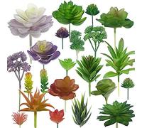 NA Woohome 34 Pz Piante Succulente Artificiali, 24 Pz Multicolore Decorative Succulente Piante Artificiali Uncotted Faux Flower Succulente e 10 PCS Simulazione Coccinella per Parete DIY Home Decor