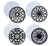 NA Woohome 4 Pz Stampi Silicone Sottobicchiere per Resina, Svuotare Coaster Stampi in Silicone per Resina Mandala Sottobicchiere Resina Stampi in Silicone per DIY Vassoio Decorazione
