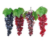 NA Woohome 4 Uva Artificiale Grappoli di Uva Artificiale Simulazione, Uva Artificiale Realistico, Uva Nera Artificiale, per Decorazione del Vino, Puntelli di Frutta Artificiali