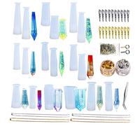 NA Woohome 46 Pz Stampi per Resina, 18 Pz Stampo Silicon Stampi in Resina Durante Stampo in Silicone, Porta Gioielli, Fiocchi di Lamina d'oro, Catena per Fare Collana Pendente e Orecchino