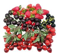 NA Woohome 50 Pz Artificiali Frutta, Ciliegie Artificiali Frutta Artificiale Fragola Decorativa Artificiale Rosso Fragola per La Decorazione Della Festa di Casa Cucina Fotografia Prop