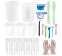 NA Woohome 58 Pz Misurino in Silicone Bicchieri 3 Stile Tazze di Miscelazione in Silicone per Resina, Pinzette, Guanti, Bastoncini in Silicone per Resina Artigianale fatta a Mano, Stampi per Colata