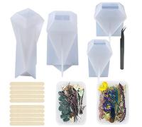 NA Woohome Stampi per Resina, 4 Pz Cono Stampo in Resina in Silicone Torre di Cristallo Stampi Resina con Fiori Secchi per Supporto per Anello in Resina, Decorazioni per La Casa