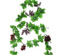 NA Woohome Viti Artificiali con Uva, 2.4 Metri 10 Pz Uva Artificiale con Foglia Uve Decorative Frutta Artificiale Adatta Decorazione per Interni ed Esterni, Decorazioni per Matrimoni
