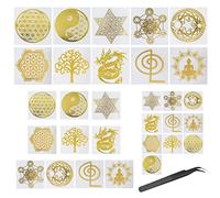 NA Yayatty 30 PCS Orgone Sticker Resin Mold Fillers Epoxy Filling Materials Metal Copper Sticker Geometric Copper Orgone Sticker for Resin Supplies Kit, DIY Pyramid, Energy Tower, Pendant