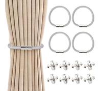 Naapesi Confezione da 4 Fermatende Magnetici con 4 Coppie di Chiusure Magnetiche per Tende, Pesi per Tende, Fermatende Grigi per Tende, Fermatende per Tende, Portatenda, Corda per Tenda