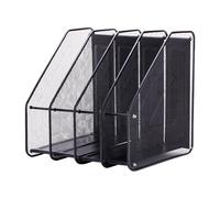 Naapesi Porta riviste da ufficio in metallo a 4 scomparti, organizer per documenti Magazine Holder Rack, organizer per riviste in rete metallica per casa scuola (nero)