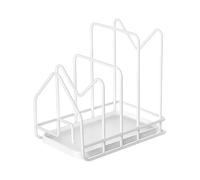 Naapesi Supporto per Coperchi Pentole, Porta Tagliere Verticale, Portacoperchi da Cucina, Rastrelliera Porta Taglieri, 15 x 10,9 x15,5 cm, per Tenere Padelle, Salvaspazio (Bianco)