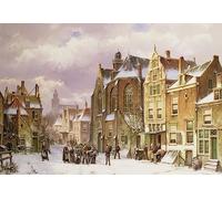 NAAYRASA Famoso Poster Quadri Moderni Quadri su Tela Astratti Neve ad Amsterdam di Willem Koekkoek per la Decorazione Domestica dell'ufficio 60x90cm