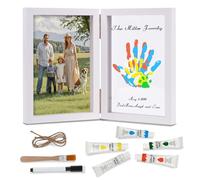 Nabance Kit Impronte Mani Famiglia 4 Pannelli In Plexiglas 5 Colori, Impronta Mani e Piedi Neonati Ideale per Anniversari, Regali di Nascita, Festa della Mamma, Festa del Papà, Bianco