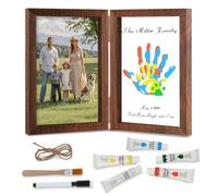 Nabance Kit Impronte Mani Famiglia 4 Pannelli In Plexiglas 5 Colori, Impronta Mani e Piedi Neonati Ideale per Compleanni Anniversari, Eventi Familiari, Regali di Nascita, Marrone