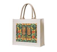 NABEAR Aloha Tiki Pattern Canvas Carry Tote Bag - Borsa per la spesa ecologica riutilizzabile, borsa a tracolla per donna