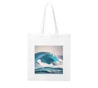 NABEAR Borsa della spesa della tela dell'onda del mare blu del fumetto-riutilizzabile, ecologica con stampa borsa a tracolla Tote Bag per le donne
