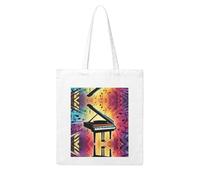 NABEAR Borsa per la spesa in tela colorata con tastiera di pianoforte e note musicali, riutilizzabile ed ecologica, con borsa a tracolla stampata da donna