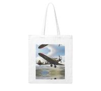 NABEAR Borsa per la spesa in tela con aeroplano della Seconda Guerra Mondiale, riutilizzabile ed ecologica, con stampa a tracolla da donna