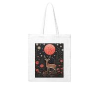 NABEAR Borsa per la spesa in tela con disegno di cervo in un campo di fiori - riutilizzabile ed ecologica con borsa a tracolla stampata per donne