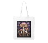 NABEAR Borsa per la spesa in tela con due funghi viola nei boschi, riutilizzabile ed ecologica, con stampa a tracolla, borsa tote da donna
