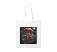 NABEAR Borsa per la spesa in tela con funghi rossi nel cielo notturno, riutilizzabile ed ecologica con borsa a tracolla stampata da donna