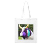 NABEAR Borsa per la spesa in tela con testa di mucca colorata, riutilizzabile, ecologica con borsa a tracolla stampata per le donne