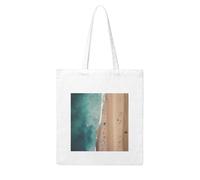 NABEAR Borsa per la spesa in tela con vista aerea della spiaggia-riutilizzabile, ecologica con stampa a tracolla borsa tote bag per le donne