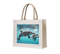 NABEAR Borsa tote in tela con due delfini - Borsa per la spesa ecologica riutilizzabile, borsa a tracolla da donna