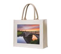 NABEAR Bridge Sunset River Landscape Canvas Carry Tote Bag - Borsa per la spesa ecologica riutilizzabile, borsa a tracolla da donna