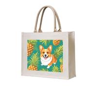 NABEAR Corgi Hawaiian Tropical Summer Ananas Tote Bag - Borsa per la spesa ecologica riutilizzabile, borsa a tracolla da donna