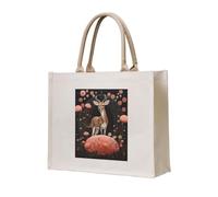 NABEAR Deer In The Mushroom Patch Canvas Carry Tote Bag - Borsa per la spesa ecologica riutilizzabile, borsa a tracolla per donna