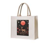 NABEAR Deer Painting In A Field Of Flowers Canvas Carry Tote Bag - Borsa per la spesa ecologica riutilizzabile, borsa a tracolla per donna