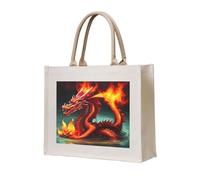 NABEAR Dragon King In Fire Canvas Carry Tote Bag - Borsa per la spesa ecologica riutilizzabile, borsa a tracolla da donna
