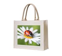 NABEAR Ladybug On Daisy Flower Canvas Carry Tote Bag - Borsa per la spesa ecologica riutilizzabile, borsa a tracolla da donna