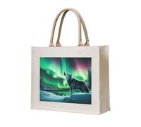 NABEAR Lupi Howl In The Northern Lights Canvas Carry Tote Bag - Borsa per la spesa ecologica riutilizzabile, borsa a tracolla per donna