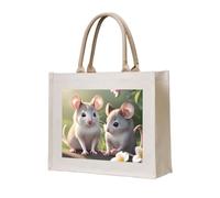NABEAR Mouse In Love Canvas Carry Tote Bag - Borsa per la spesa ecologica riutilizzabile, borsa a tracolla per donna