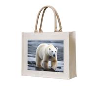 NABEAR Polar Bear - Borsa tote in tela, ecologica, riutilizzabile, borsa a tracolla da donna