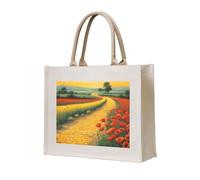 NABEAR Poppies Field Yellow Brick Road Canvas Carry Tote Bag - Borsa per la spesa riutilizzabile ecologica, borsa a tracolla da donna