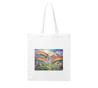 NABEAR Rainbow Bright Canvas Shopping Bag - Borsa da donna riutilizzabile, ecologica, con stampa a tracolla