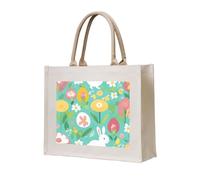 NABEAR Spring Happy Easter Holiday Canvas Carry Tote Bag - Borsa per la spesa ecologica riutilizzabile, borsa a tracolla da donna