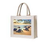 NABEAR Turtles On The Beach Canvas Carry Tote Bag - Borsa per la spesa ecologica riutilizzabile, borsa a tracolla da donna