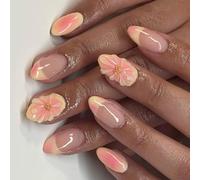 Nabini Artificiali Stili Francesi Tita Mandorle Design Blossom Design Giallo Gradiente Pesca Quick Salon Applicazione ABS False Per Donne