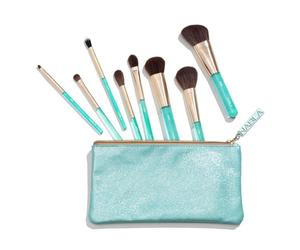 Nabla Aquamarine Essential Brush Set | Set di pennelli trucco professionali e 100% vegan, per un trucco impeccabile | Design elegante color verde acqua, ideale come regalo.