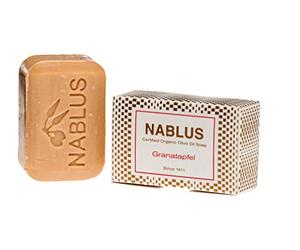 Nablus Sapone biologico all'olio d'oliva melograno, senza olio di palma, vegano, non profumato e idratante, adatto per tutti i tipi di pelle, adatto anche come sapone per capelli, 100 g