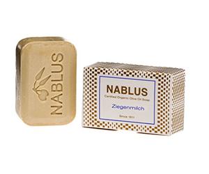 Nablus Soap Sapone all'olio di oliva biologico al latte di capra, senza olio di palma, in olio d'oliva extra vergine da prima spremimento, per pelle e corpo impuro/secca, 100 g