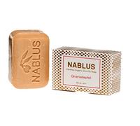 Nablus Soap Sapone all'olio d'oliva biologico al melograno, senza olio di palma, vegano, non profumato e idratante, adatto per tutti i tipi di pelle, molto adatto anche come sapone per capelli, 100 g