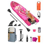 NACATIN Tavola SUP gonfiabile da 366 cm con rampa per cani, larga 91 cm, con tavola antiscivolo, per cani e famiglia, con pagaia singola/doppia, sedile per kayak, pompa, zaino