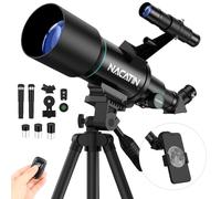 NACATIN Telescopio Astronomico per Bambini Adulti Principianti, 70 mm Apertura 400mm AZ RifrattoreTelescopio con Regolabile Treppiede, borsa, Telecomando Adattatore per Cellulare Nero