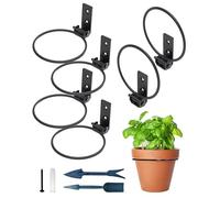 NACETURE Set di 6 supporti per vasi da fiori da parete, pieghevoli, robusti, rotondi, in metallo, per interni ed esterni, da 10,2 cm
