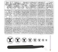 NACHLYNN 12.000 Pezzi Perline a Mezza Perla 8 Misure Argento Scintillante AB Retro Piatto Perline di Perla per Artigianato Abbellimento Cappello di Laurea Scarpe Creazione Custodie per Telefono